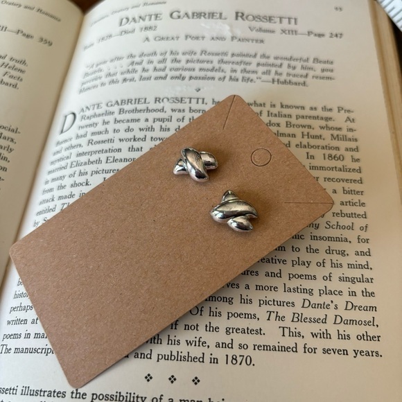 Vintage stainless‎ steel chunky crisscross earring posts - Picture 6 of 6